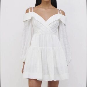 Jonathan Simkhai White Off-Shoulder Tiered Mini Dress